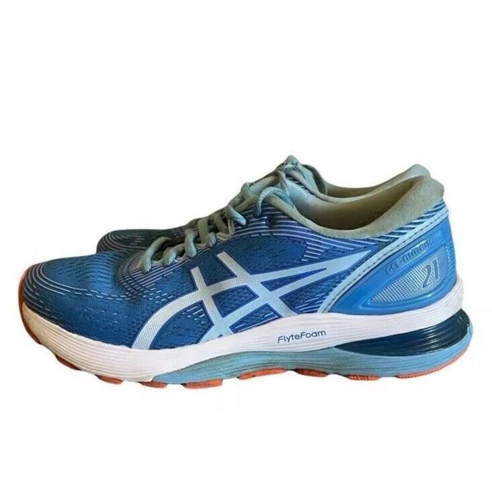 ASICS Womens Gel-Nimbus 21 Blue Coral SkyLight‎ FlyteFoam Running Shoes Size 9.5